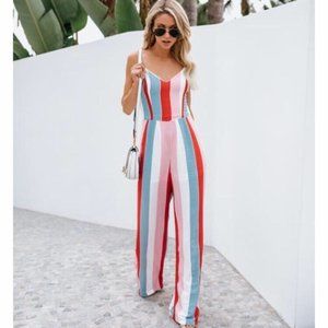 VICI Oxford Circus Striped Jumpsuit Medium